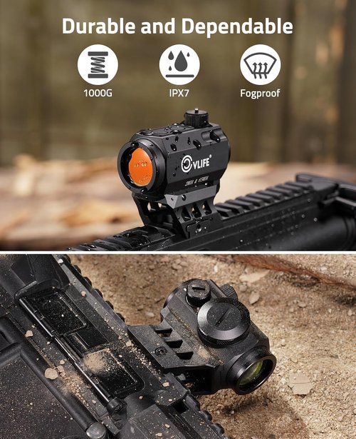 CVLIFE Red Dot Scope - Multi-Reticle 2 MOA Dot & 65 MOA Circle | 50K Hours Battery Life, IPX7 Waterproof