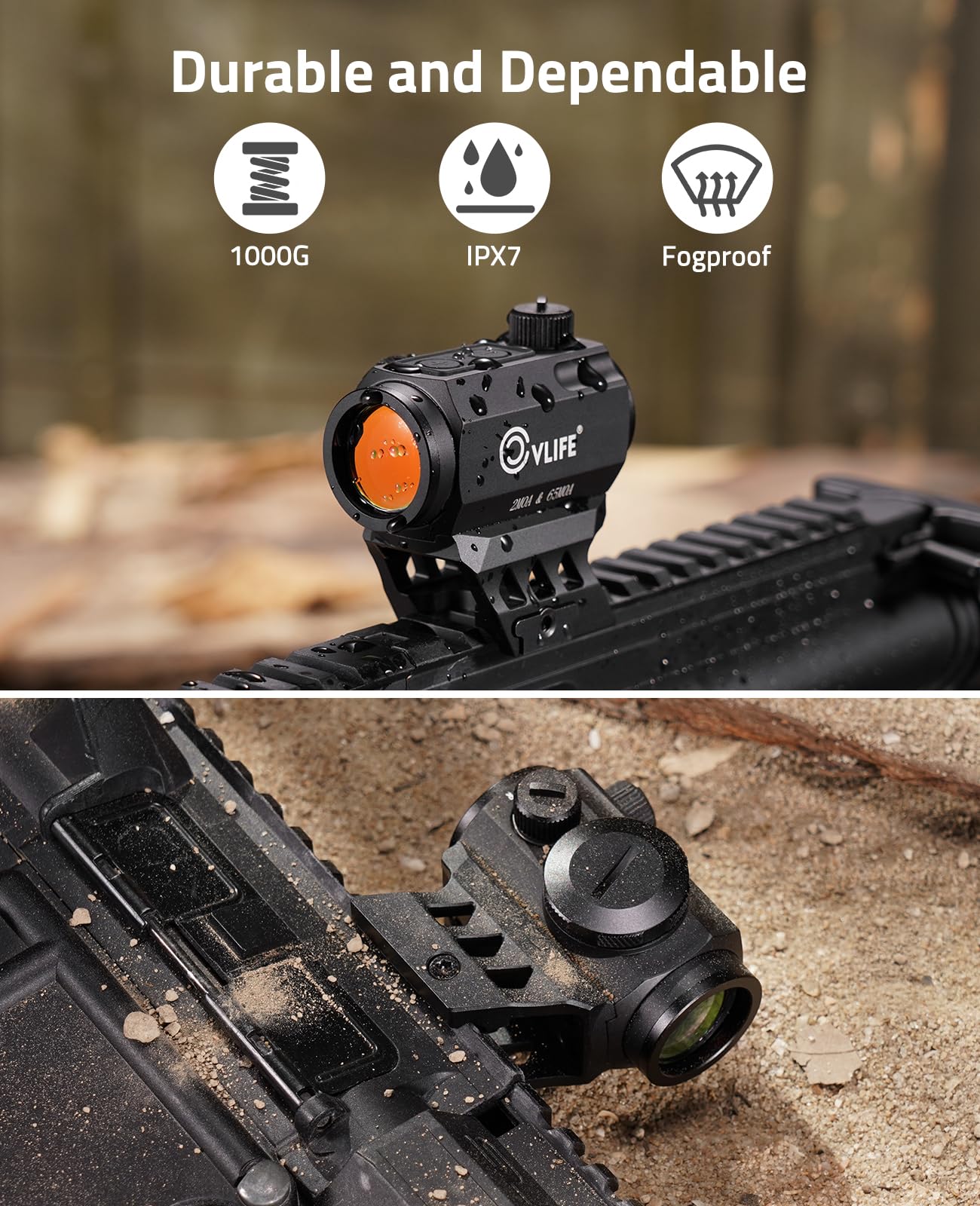 CVLIFE Multi-Reticle 2 MOA Dot & 65 MOA Circle Red Dot, Motion Awake Red Dot Scope, 50K Hours Battery Life IPX7 Waterproof, Red Dot Optics with Absolute Co-Witness Riser & Low Mount for 21mm Picatinny