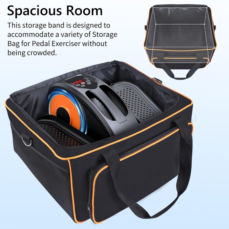 Rsobl Storage Bag Compatible with GUGTTR Pedal Exerciser, Under Desk Elliptical Trainer Machine Carry Case Adjustable Organizer for Pedal Exerciser with Extra Pockets for Accessories, Bag Only