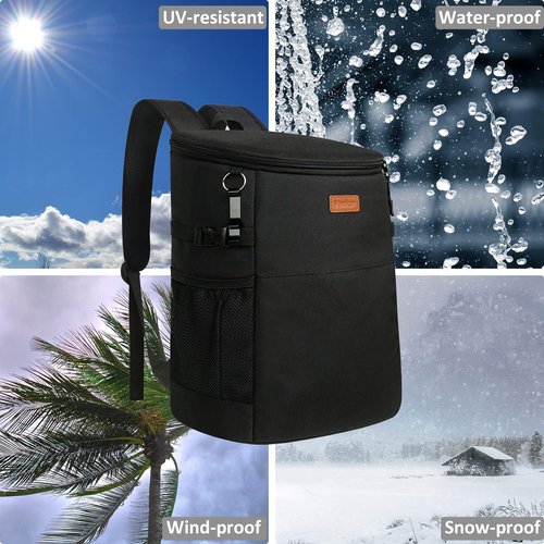 Camping Cooler Backpack 45 Cans, Soft Backpack Coolers Insulated Leak Proof Travel Cooler Bag Waterproof Lunch Picnic Beach Work Trip Thermal Bag Drink Beverage Beer Bag Cooler Black
