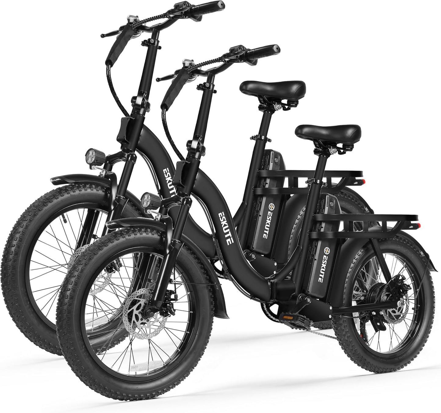 Skiennix 1200W Peak Folding Electric Bike - 28MPH Speed, 55-Mile Range, 20"x3" Fat Tires, 7-Speed Commuter Ebike