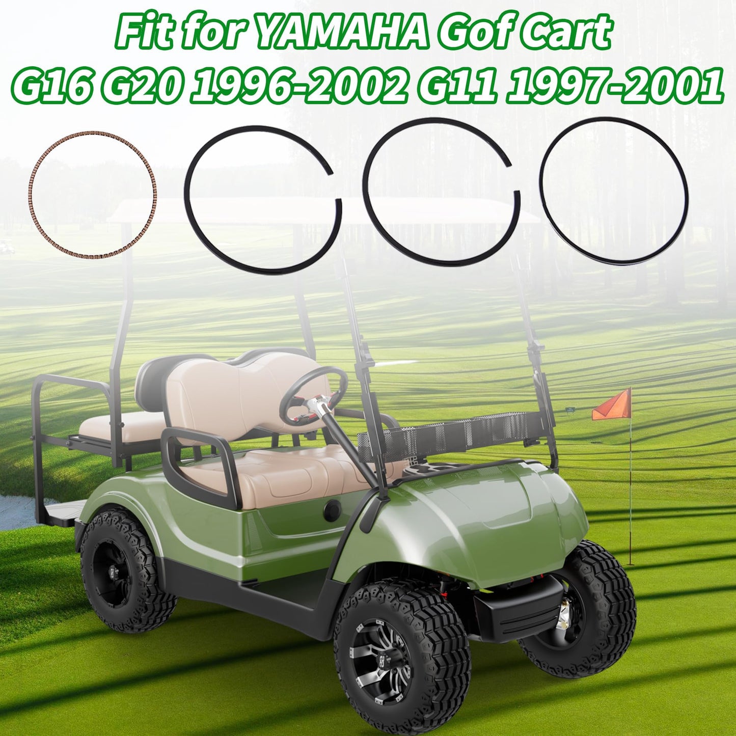 10L0L Engine Gaskets Seals Rings Rebuild Kit for Yamaha Golf Cart G16 G20 1996-2002 G11 1997-2001, Replaces OEM JN6-15451-02-00 JN6-11181-00-00