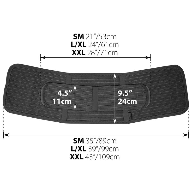 ORTONYX Ergonomic Abdominal Binder Waist and Lower Back Support Belt, Back Brace for Women & Men - Breathable, Elastic, With Extra Band - Black XXL
