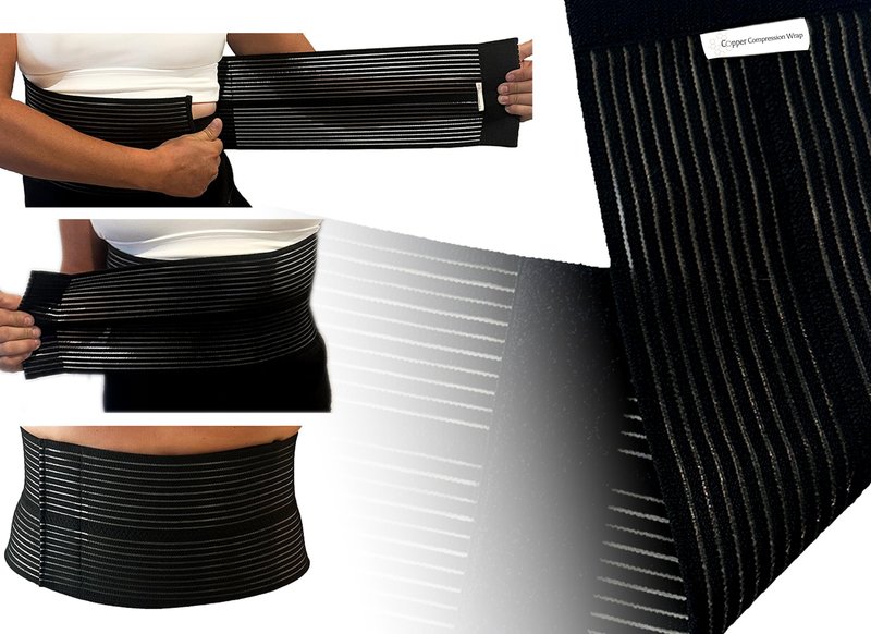 Copper Compression Wrap Back, Waist, Ribs, Knee, Leg, Arm Copper-Infused Compression Bandage, Brace, Support & Binder
