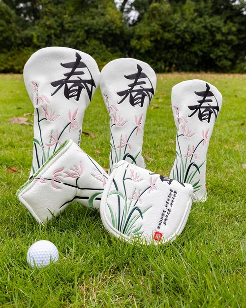 Orchid Golf Head Covers, Floral Style Driver Headcover, Unique Design Driver Head Cover, Golf Club Covers Funny, PU Leather and Advanced Embroidery with Soft Inner Lined for Most Brands - Spring