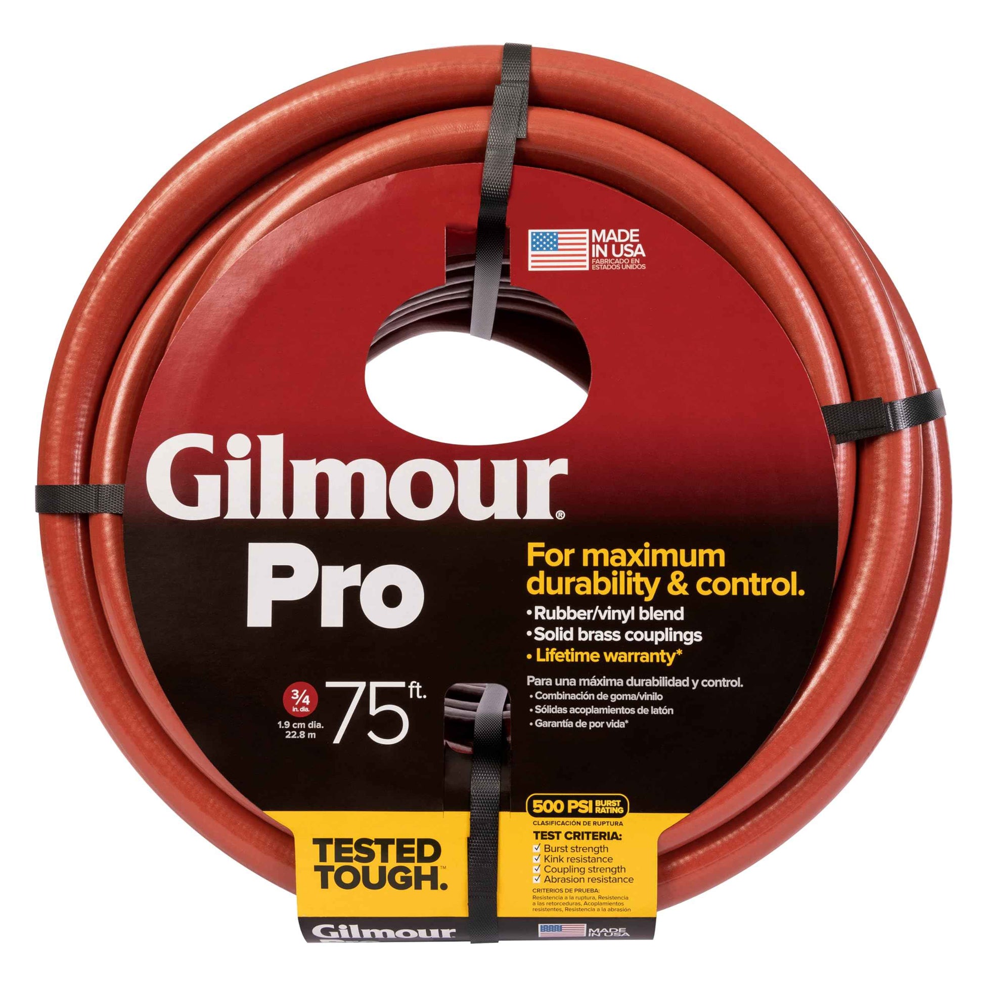 Gilmour Pro Commercial 3/4" x 75' Heavy Duty Water Hose, Durable and Kink Resistant 75 ft Garden Hose