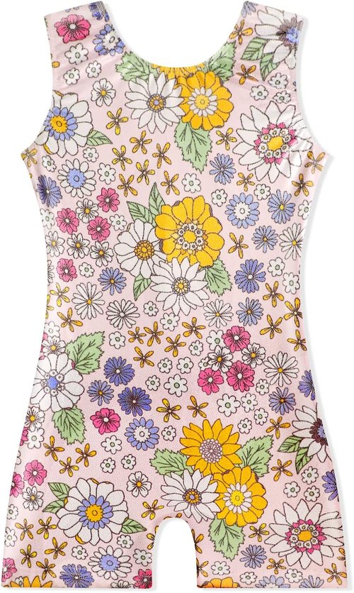 EQSJIU Gymnastics Leotard - Sparkly Unicorn Rainbow Design with Shorts | Sizes 1-10 Years