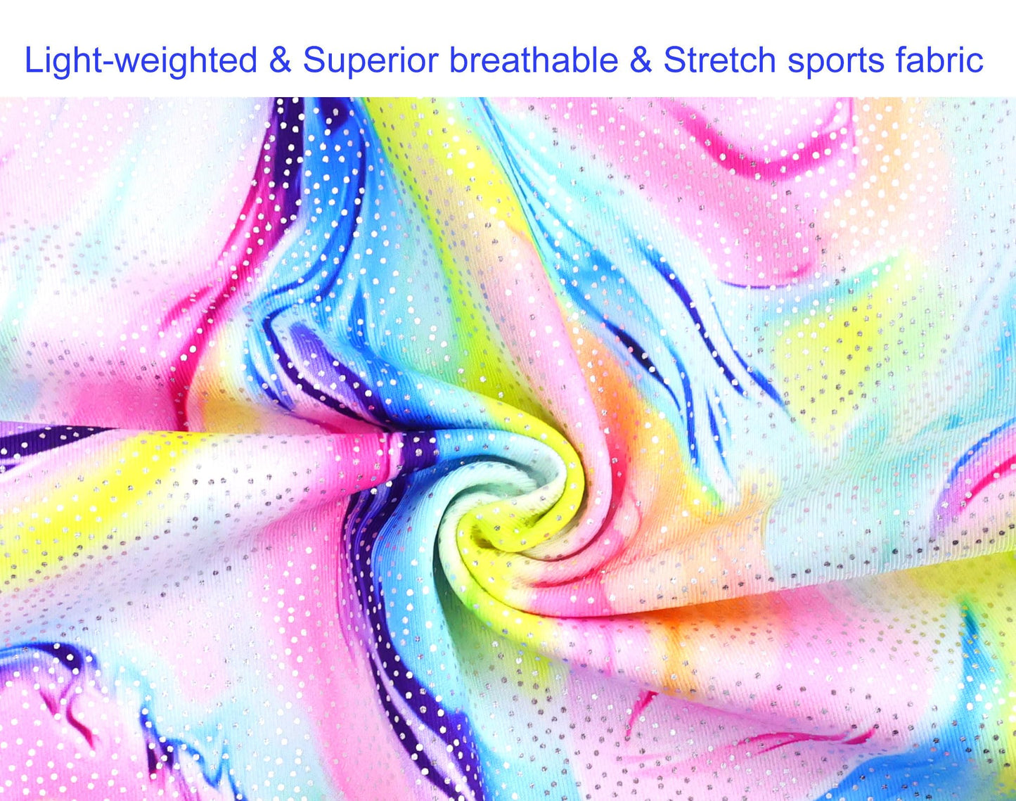Domusgo Girls Leotards for Gymnastics Size 5-6 Years Old Sparkly Multicolor Tie Dye One Piece Biketards