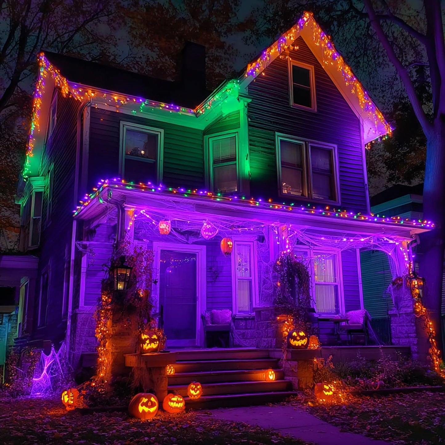 Dazzle Bright Purple Orange and Green Halloween Lights, 20FT 100 Count Mini String Lights, Waterproof Halloween Decorations for Outdoor Indoor Patio Home Party Garden Yard Decor