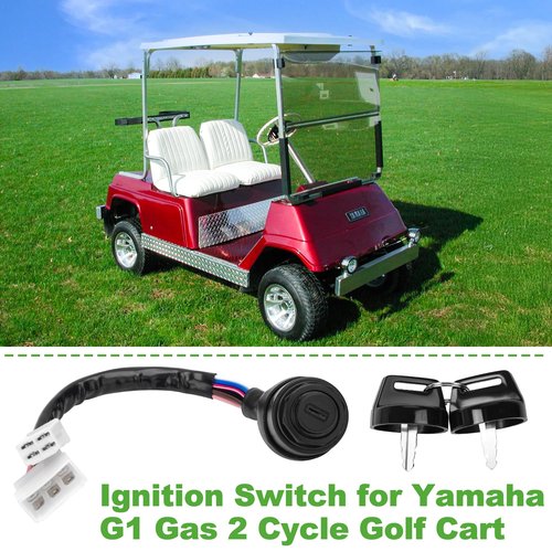 10L0L Ignition Switch Key for Yamaha G1 Gas 2 Cycle Golf Cart - Key Switch with Wire Harness Replace OEM Part J17-82508-20