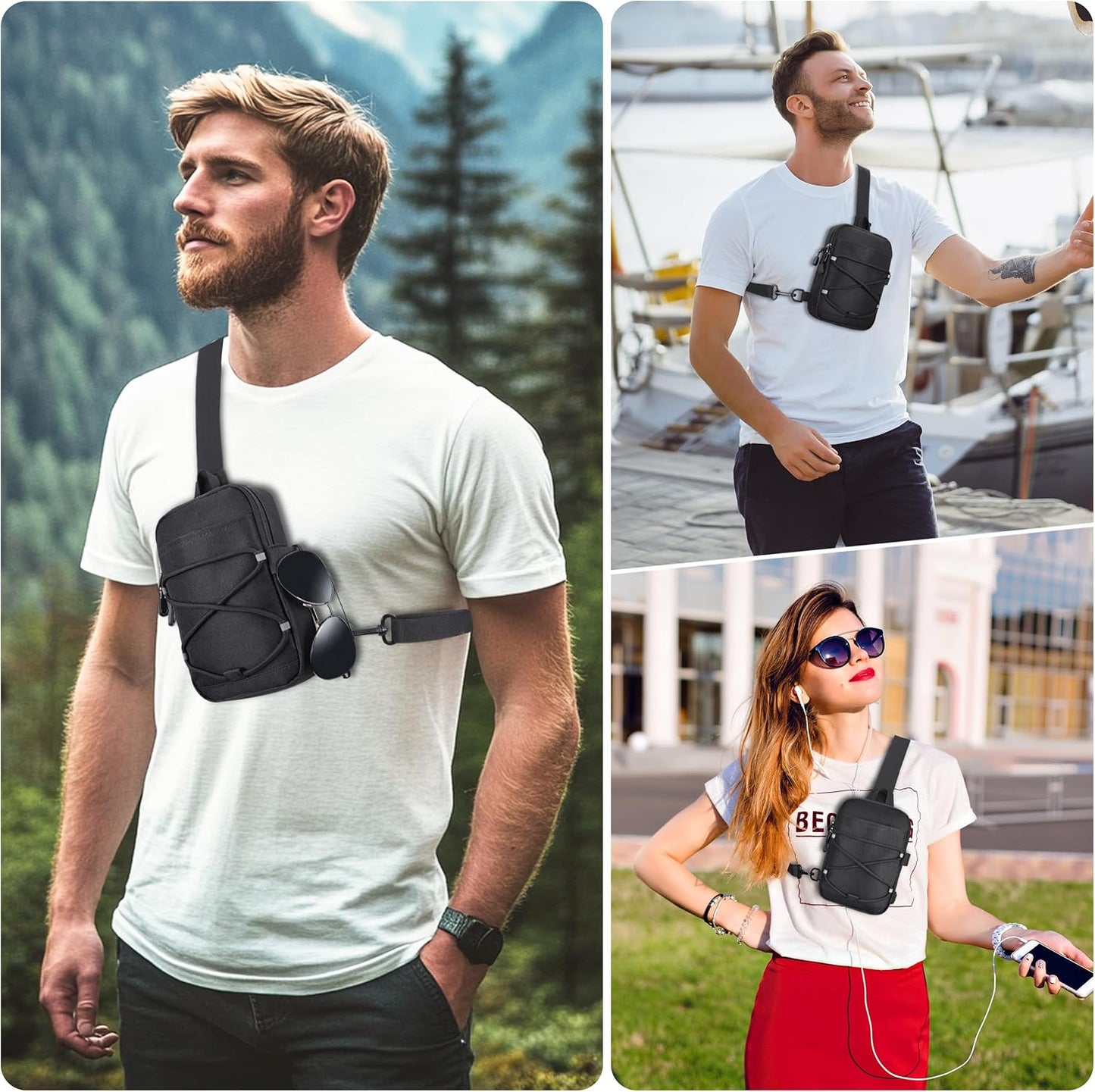 Mozeto Small Crossbody Bag - Water-Resistant Mini Sling for Travel & Hiking | Cell Phone Wallet