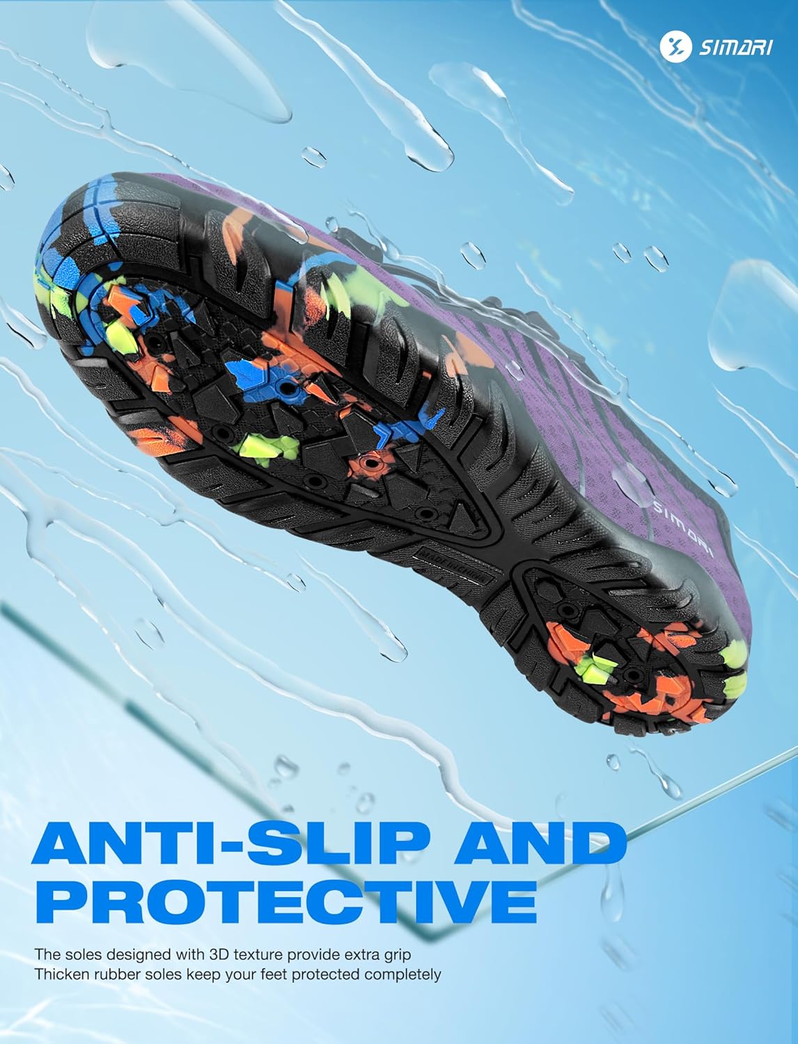 SIMARI Water Shoes - Quick-Dry Barefoot Aqua Socks for Men & Women | Lightweight Non-Slip Swim Shoes for Beach Sports, Kayaking, Diving