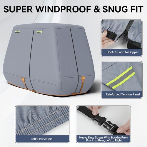 Nukugula 800D Waterproof Golf Cart Cover 2/4/6 Passenger, Heavy Duty Solution-Dyed Polyester UPF 50+, Universal Fits for EZ GO Yamaha Club Car