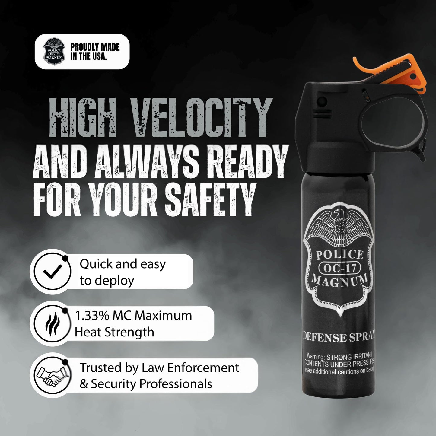 Police Magnum Self Defense Pepper Spray Fogger - Maximum Heat Strength Security & Protection - Portable Non-Lethal Tactical Gear - Made in The USA - 2 Pack 4oz FM