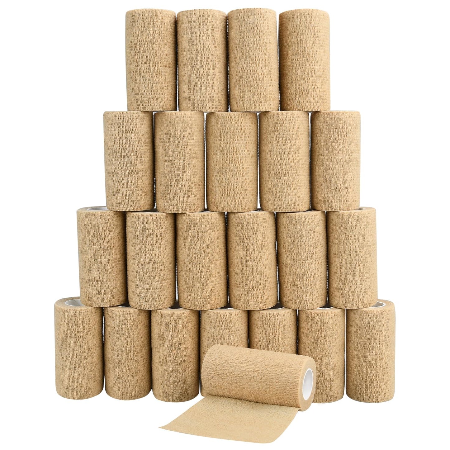 4" Self Adhesive Bandage Wraps, 24pcs Vet Wraps, Skin Color, 5 Yard Self Adherent Wraps for Sports, Wrist, Ankle and Swelling