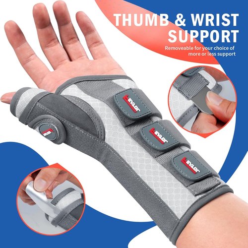 FEATOL Carpal Tunnel Wrist Brace - Night Support Thumb Spica Splint for Left Hand | Medium/Large, White/Pink