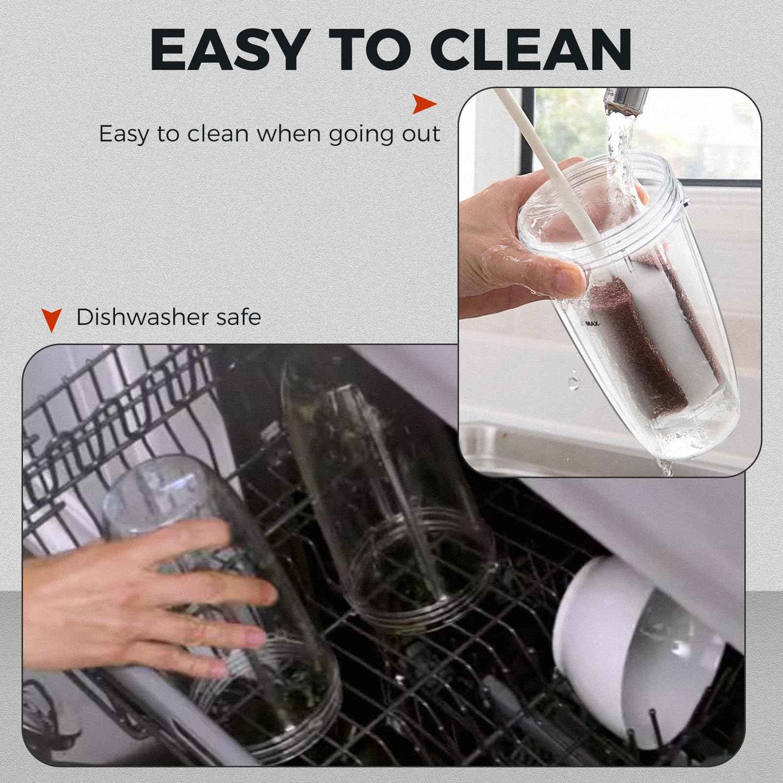 Blender Cups Replacement for Nutribullet Blender 24oz Cups with Lid, Compatible with Nutribullet 600W/900W Blenders (2 Pack)