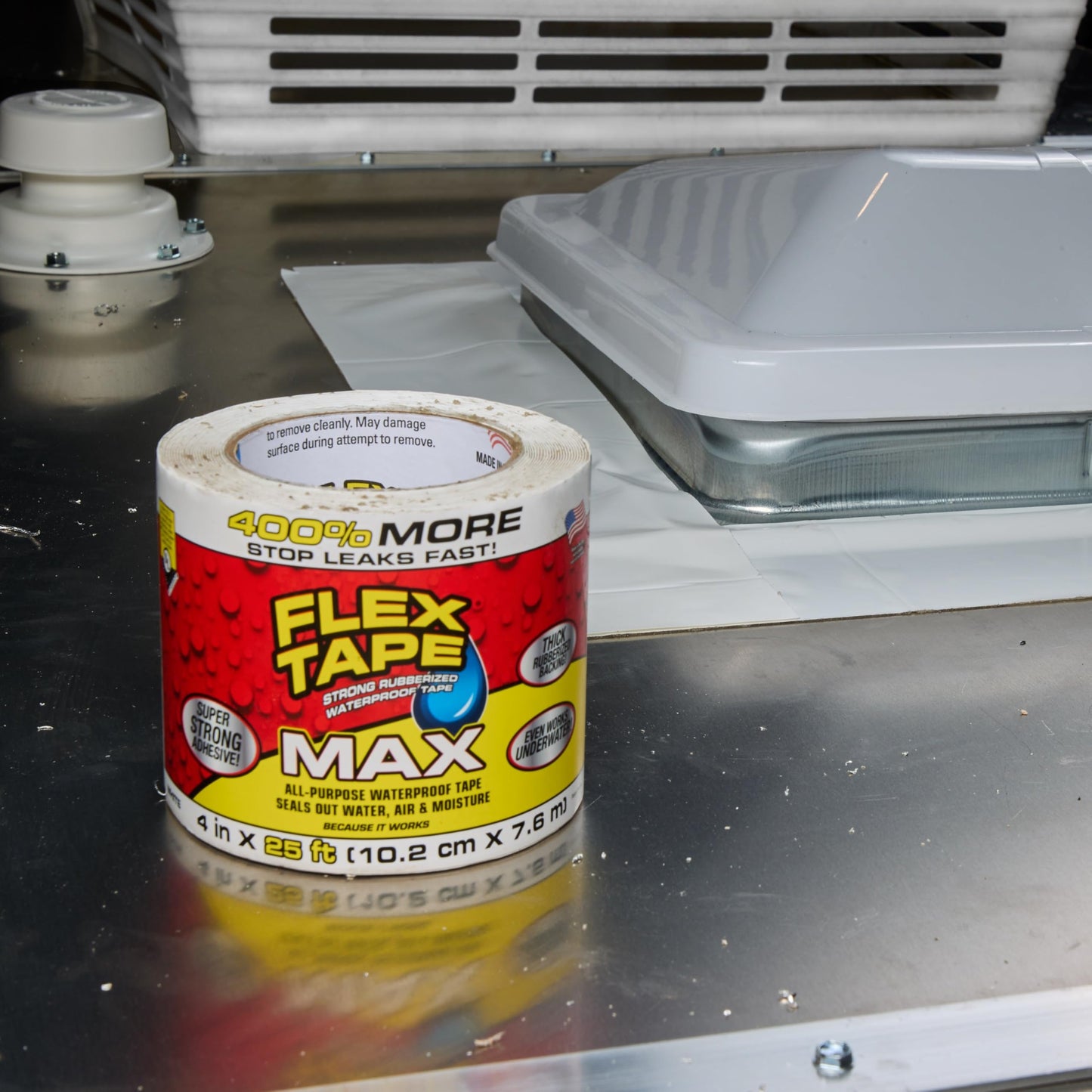 Flex Tape, MAX, Original Thick Flexible Rubberized Waterproof Tape - Seal and Patch Leaks, Works Underwater, Indoor Outdoor - Home RV Roof and Pool Repairs, White, 8 in x 25 ft, Pack of 1