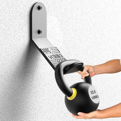 veimia Kettle Bell Wall Rack (2-Pack), Wall Mounted Kettlebell Storage Hanger, Gym Storage Mount for Many Size Kettlebell, Kettlebell Rack with Rubber Mat for Home or Commercial Gyms.