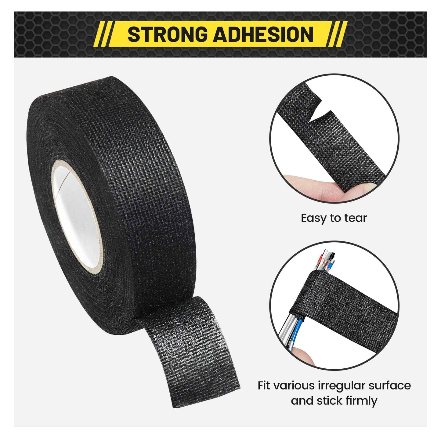 Oyviny 8 Rolls Automotive Wire Harness Cloth Tape 1 Inch x 50 Feet High Temp Self-Adhesive Noise Dampening Electrical Cloth Tape for Car Engine Wire Wrapping Protection Insulation