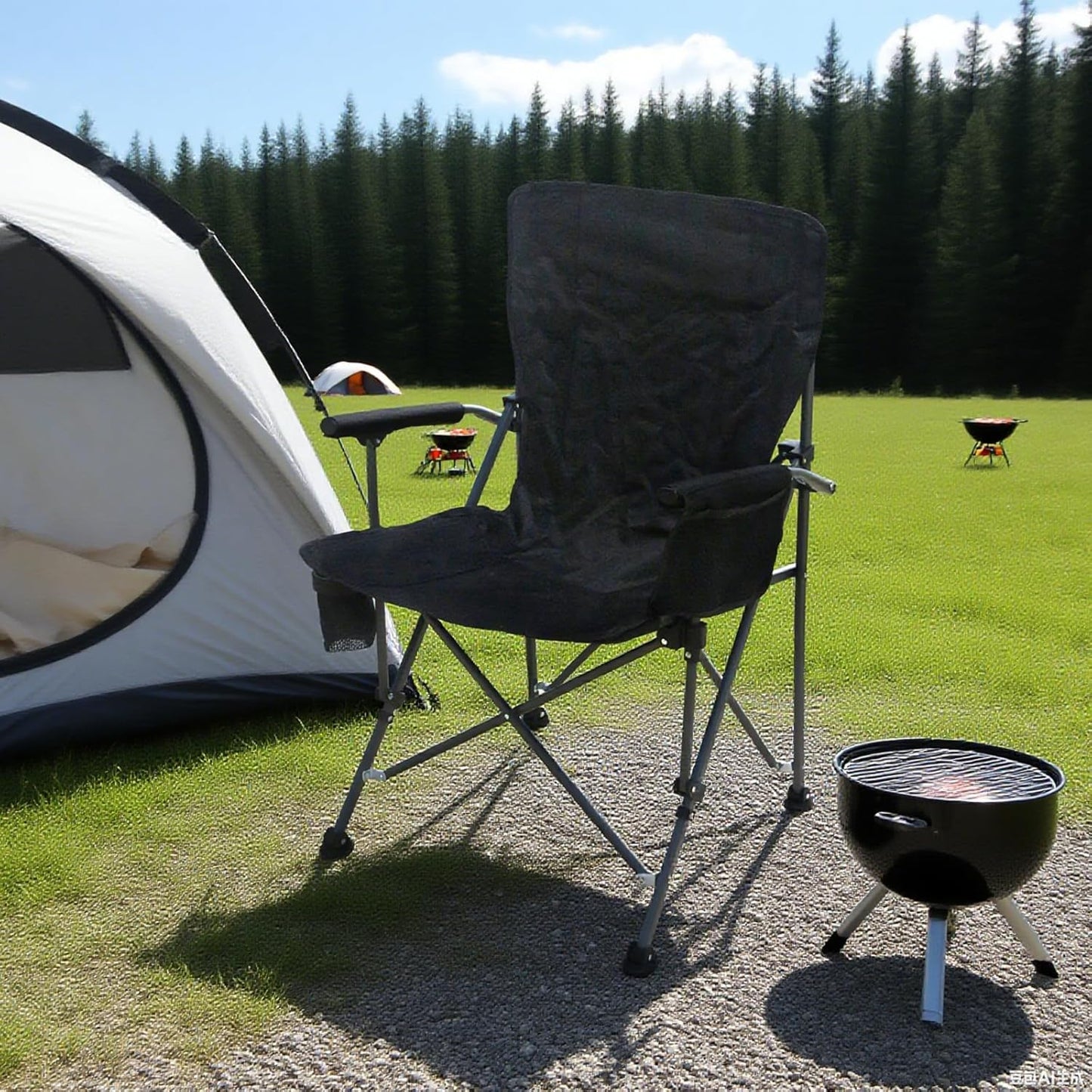 Skiennix Portable Camping Chair - Lightweight & Heavy Duty 500 LBS Support | Oversized with Side Pockets & Cup Holder