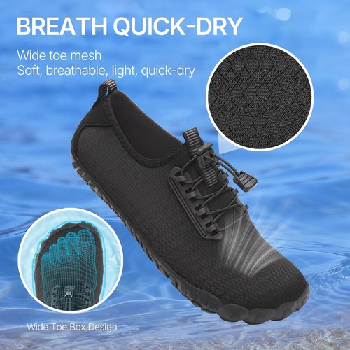 ATHMILE Water Shoes - Quick Dry Aqua Barefoot Footwear for Men & Women | Non-Slip Rubber Sole, Wide Toe Box