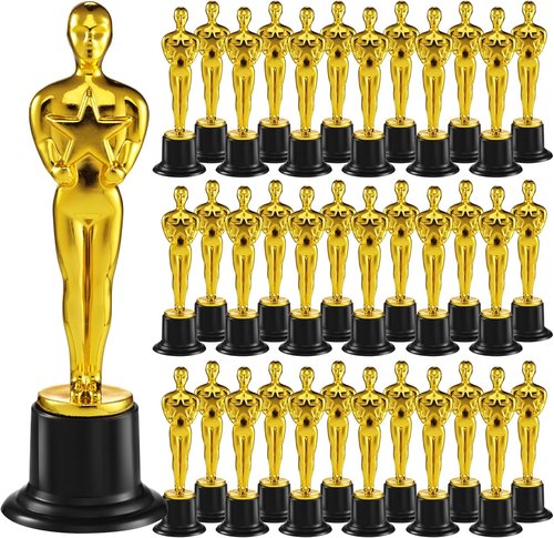 Bedwina Gold Trophy Awards - Pack of 36 Bulk Golden Statues for Winners & Appreciation Gifts