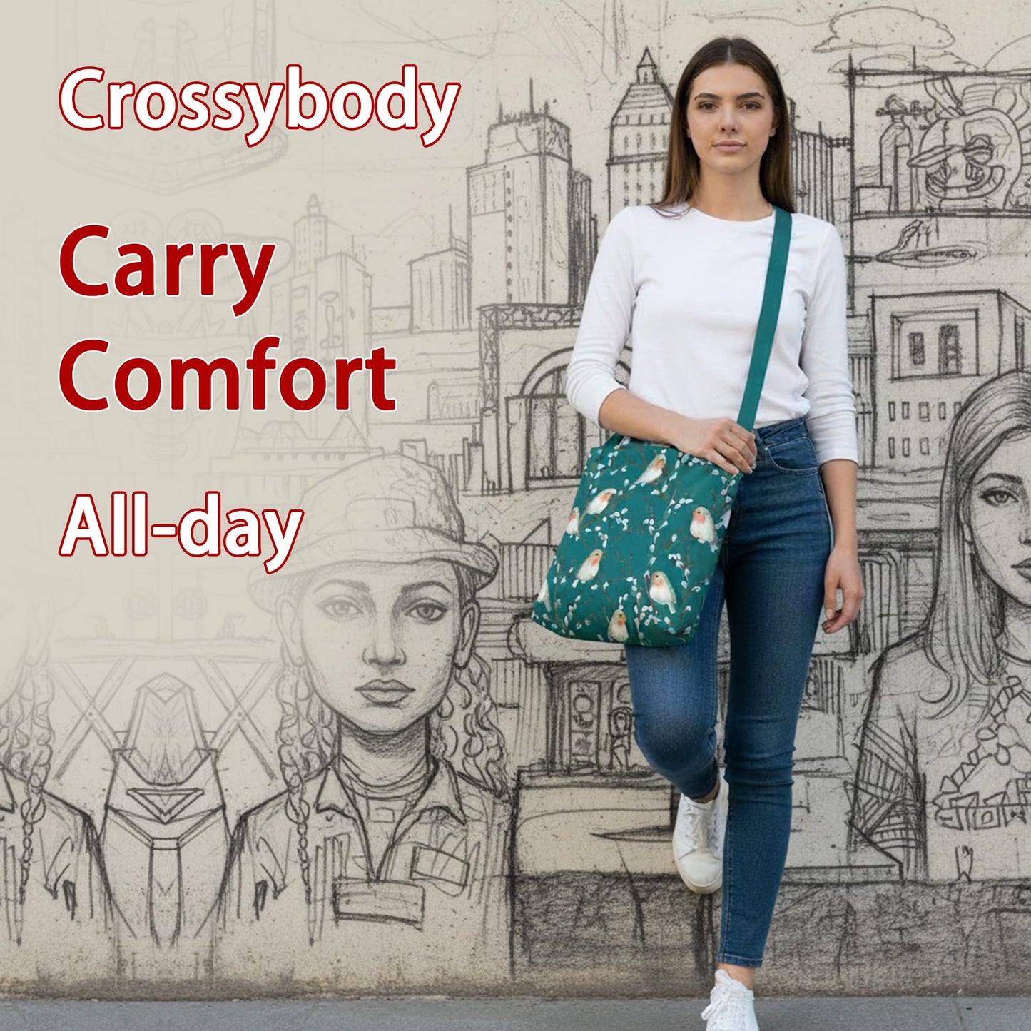 BeeGreen Bees Foldable Compact Ultimate Crossbody Tote Bag - Reusable Grocery Shopping Bag - Portable Lightweight Duffle Bags