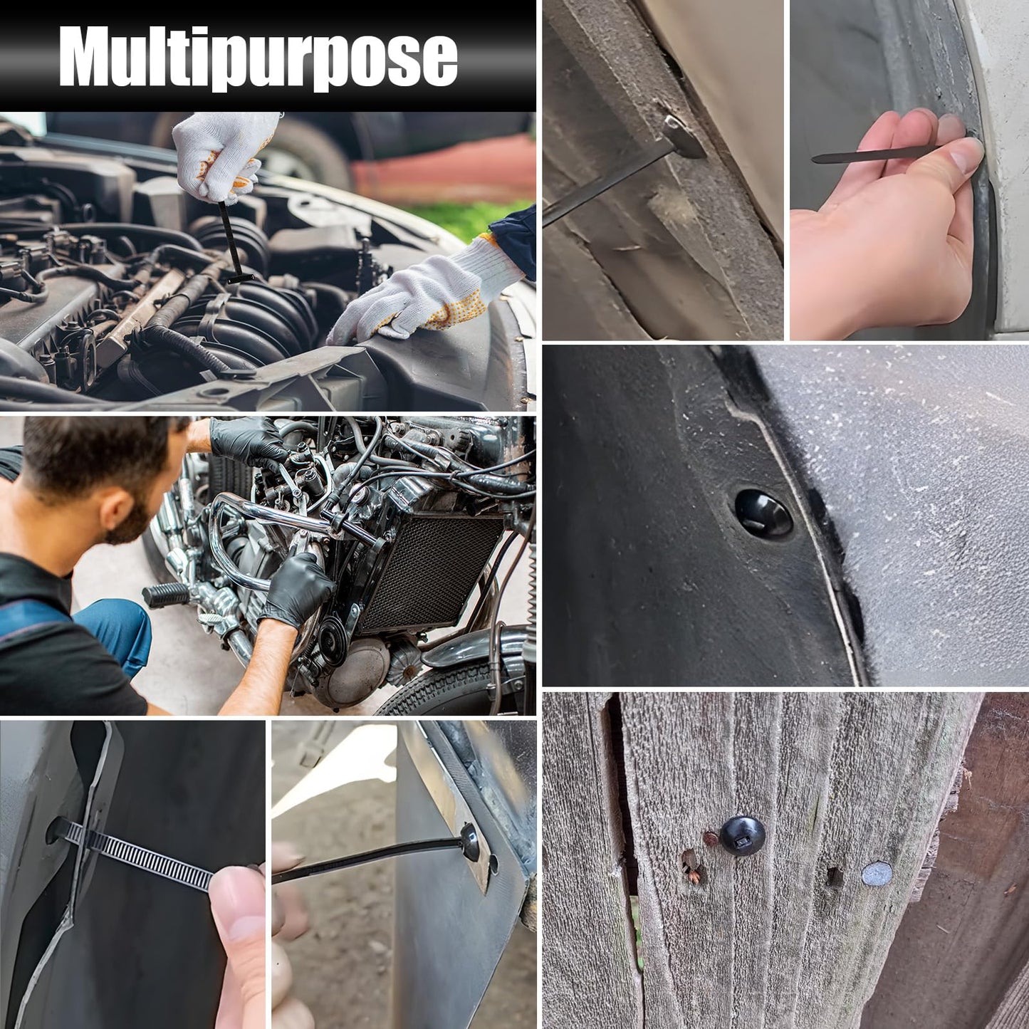 XANGNIER 100 Pcs Nylon Universal Cable Tie Buckle with Wire Cutter,Multipurpose Self Locking Zip Tie Clips Automotive,Snap Fit Nylon Fastening Clip for Car Repairs Auto Bumper Fender Liner Fasteners