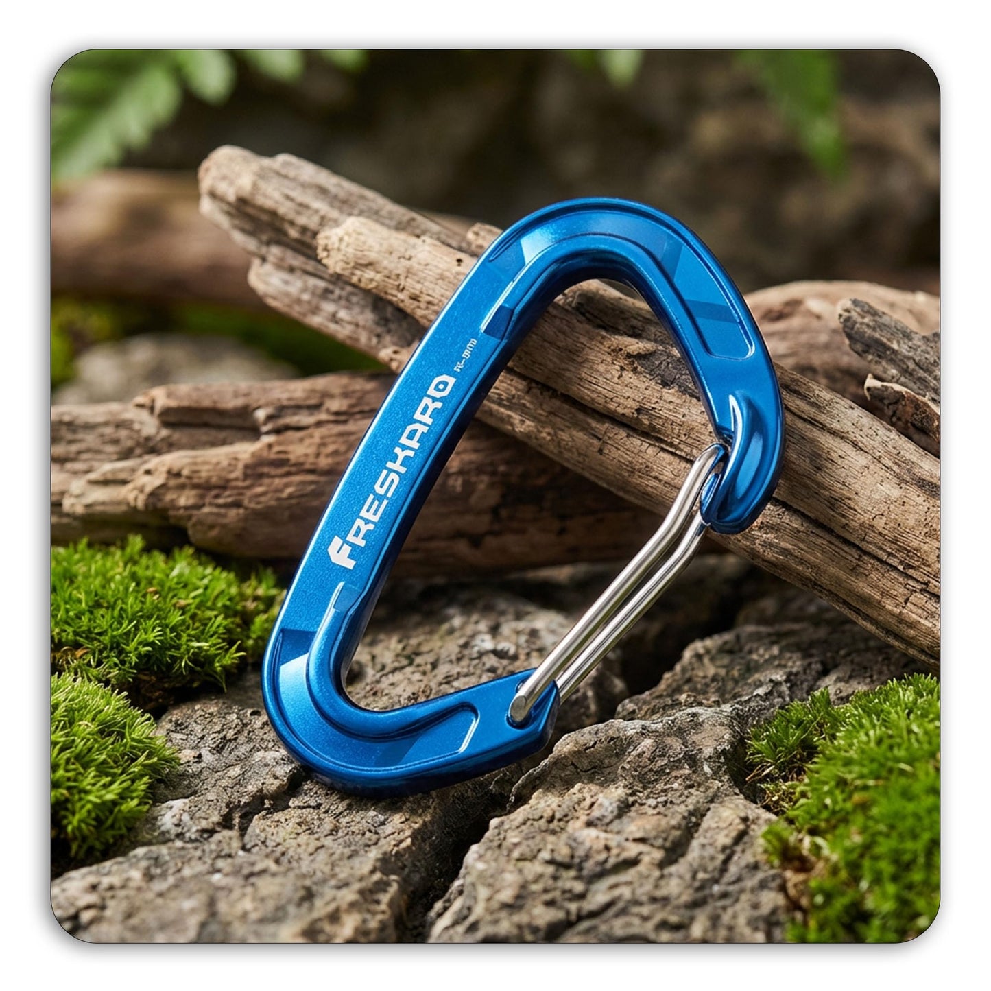 FresKaro 5pcs caribeener Clips, Wiregate Carabiner Heavy Duty, Small Sturdy Key Keychain Accessory, Not for Climbing, Mini Size, Ultra Light, for Hiking, Camping, Fishing, Outdoor, Backpack, Blue