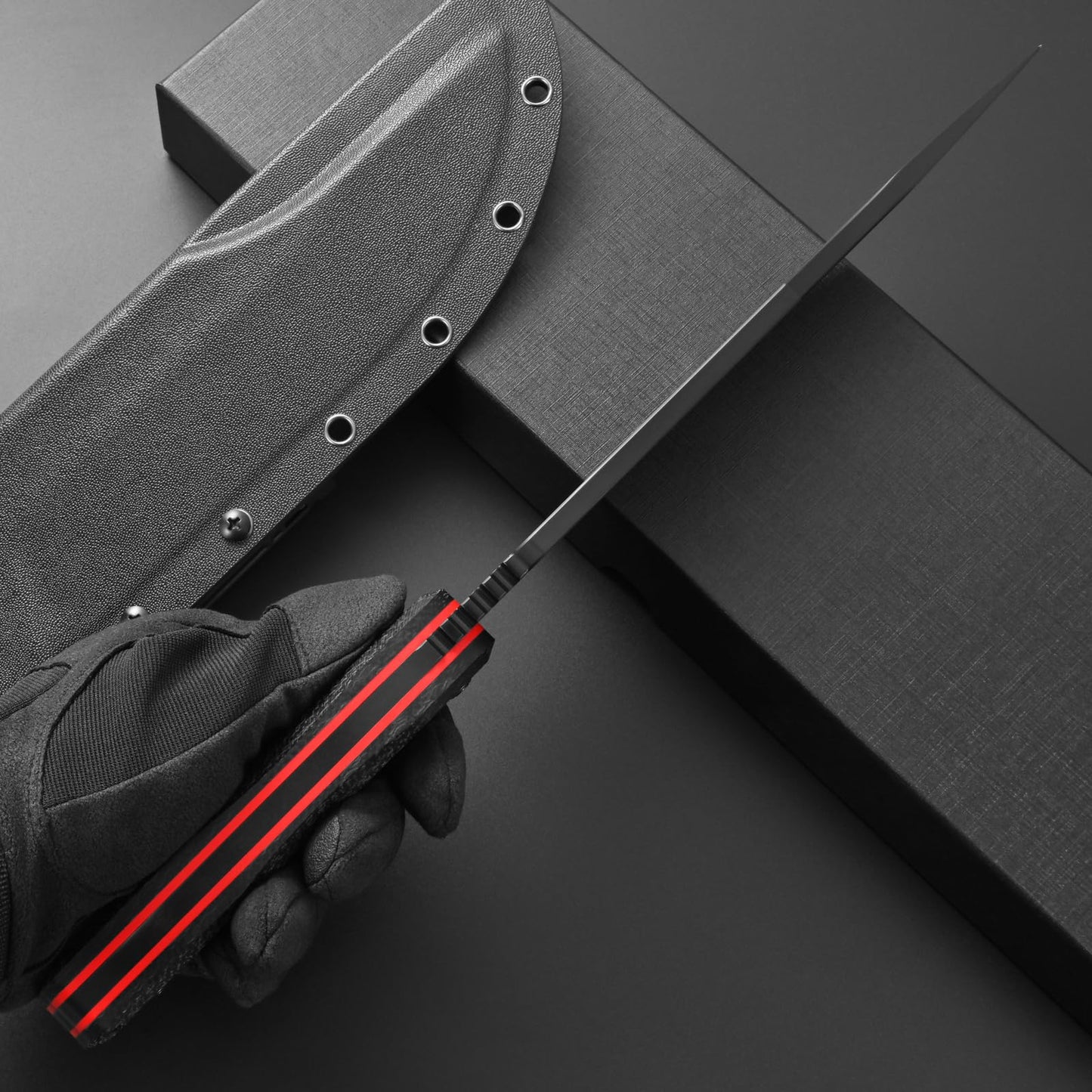 Eafengrow EF163 Fixed Blade Knife DC53 Steel Blade Micarta Handle Full Tang Heavy Duty Fix Knifes for Outdoor Camping Hunting(Black)