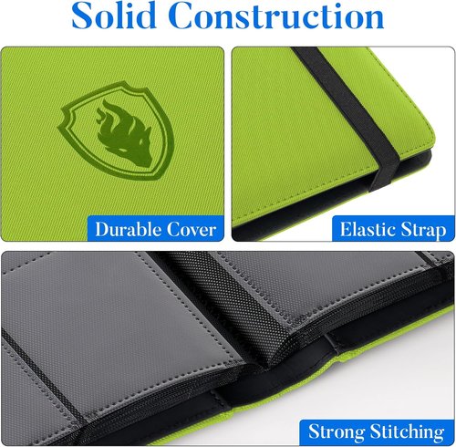 Fabmaker Premium 9 Pocket Card Binder - Sturdy Collection Album for 360 Cards | Sleek Green Design
