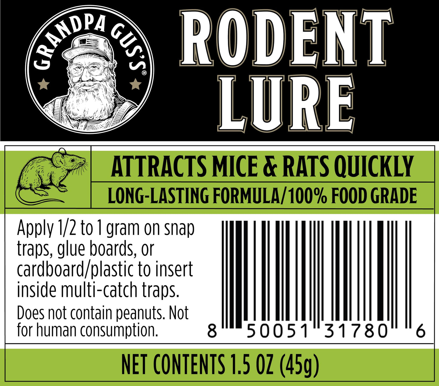 Grandpa Gus's Rodent Lure - Professional Mouse & Rat Trap Bait Syringe - Attracts Bait-Shy Rodents - Works with Snap Traps, Glue Boards & Live Traps - 1.08 oz