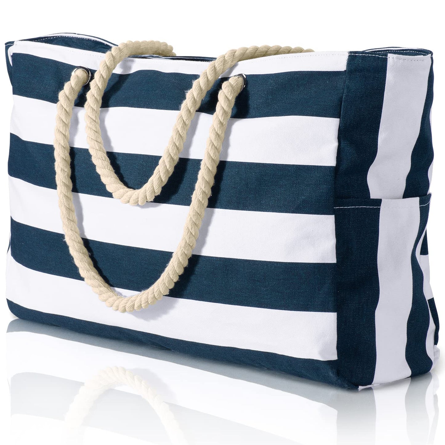 Becokan Beach Bags for Women Large Waterproof Beach Tote Bag Zipper Beach Bags Waterproof Sandproof Swim Pool Bag Large Tote