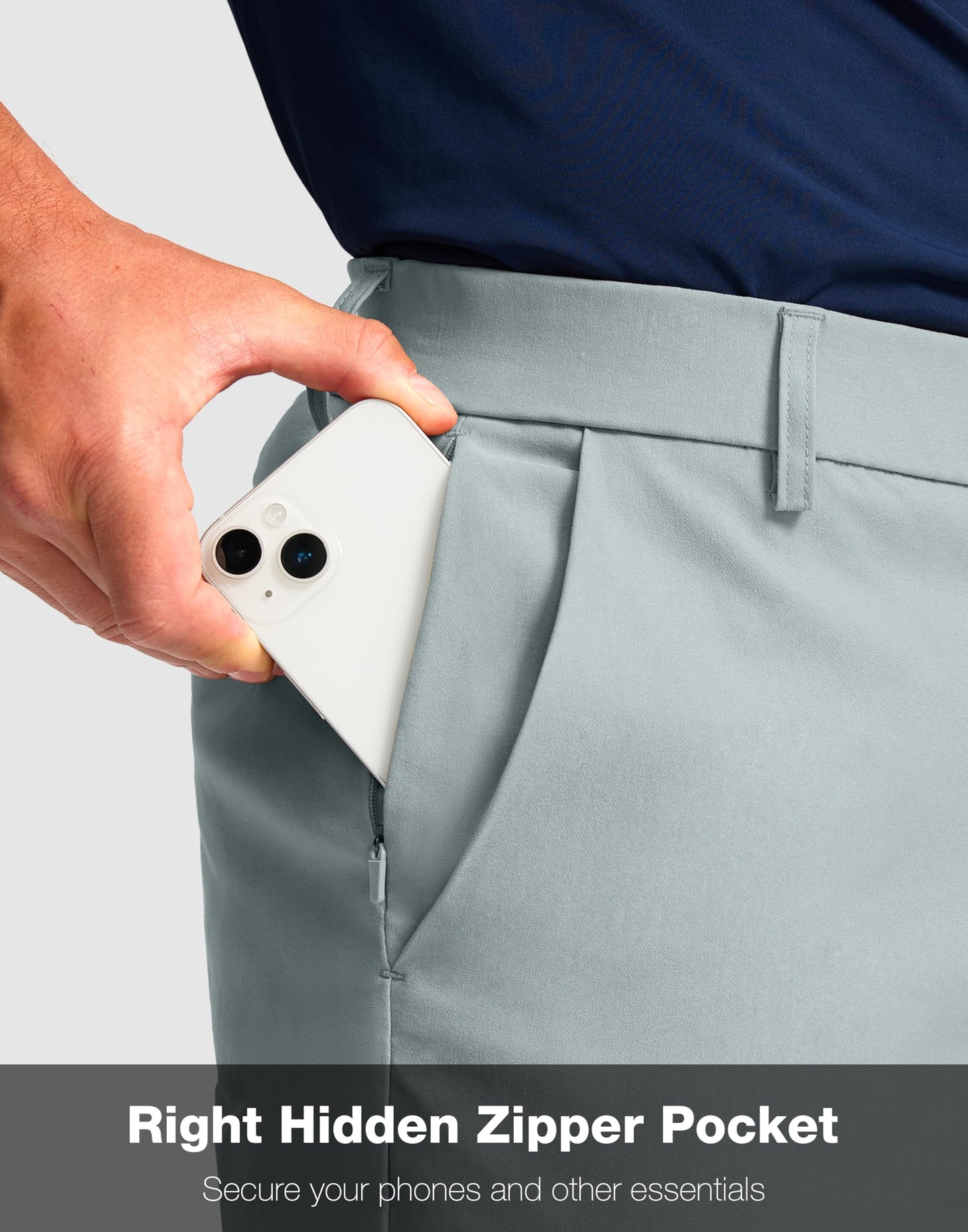 G Gradual Men's Golf Shorts with 4 Pockets 11" Inseam Stretch Quick Dry Casual Work Dress Shorts for Men(Light Grey,34)