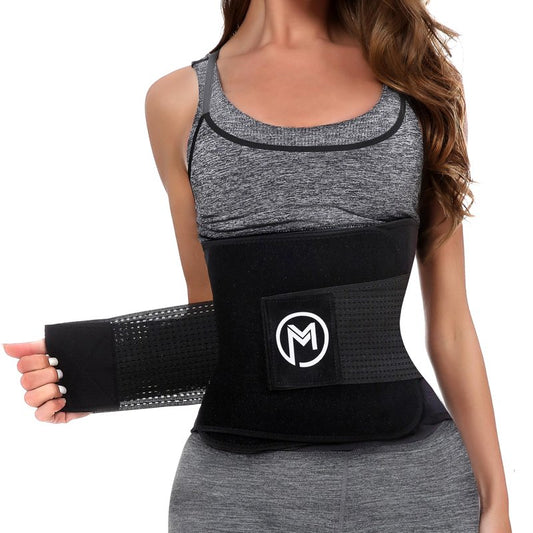 MERMAID'S MYSTERY Waist Trimmer with Back Support Bars – Sweat Enhancing Fitness Belt for Men & Women – Extra Core Comfort & Premium Quality - Black L