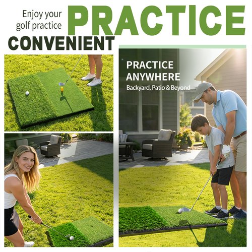 Fanshaw Heavy-Duty Foldable Golf Hitting Mat - Indoor/Outdoor Swing & Chipping Practice Mat with 10mm EVA Backing, Portable Golf Training Gifts for Men & Women