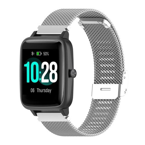FitTurn 2 Pack for Wahoo ELEMNT Rival Watch Bands, Replacement Grids Thin Stainless Steel Mesh Loop Snap Clasp Strap for Wahoo ELEMNT Rival Running/Multisport GPS Smartwatch