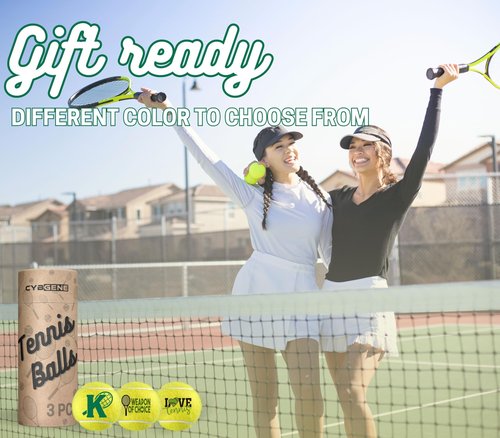 CybGene Tennis Gifts, Personalized Tennis Ball, Set of 3 Unique Tennis Balls with Gift Package, Perfect for Tennis Teammate, Partners - PNK K