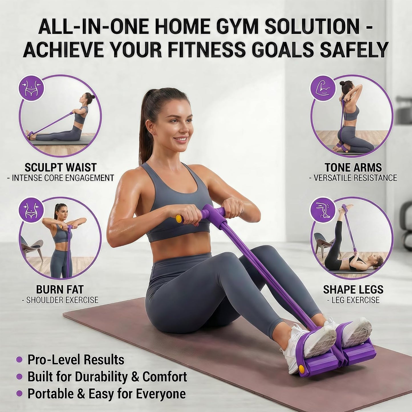 Pedal Resistance Band - 6-Tube Foot Pedal & Ankle Puller for Full Body Workout | Home Gym Equipment