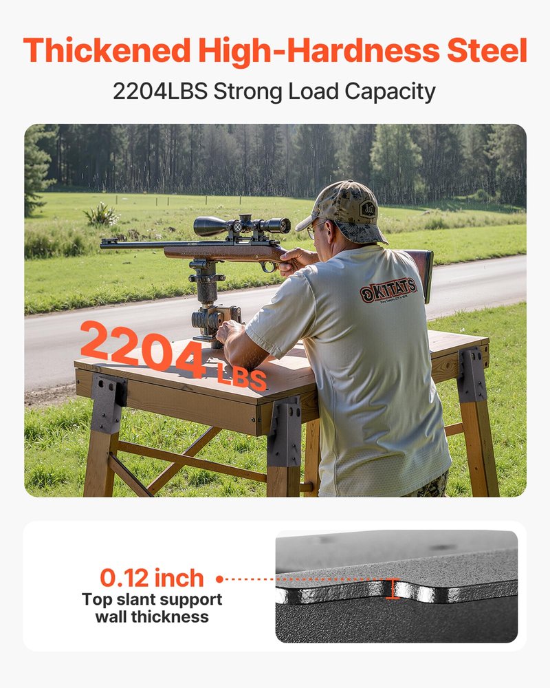 VEVOR Deer Blind Brackets, Outdoor 3.6x3.6 Platform Bracket, Fit 3.5x3.5 In / 88.9x88.9 mm Lumber, 2204lbs/1000kg Capacity Steel Elevator Brackets for Deer Stand, Hunting Blinds, Shooting Shack, 4 Pcs