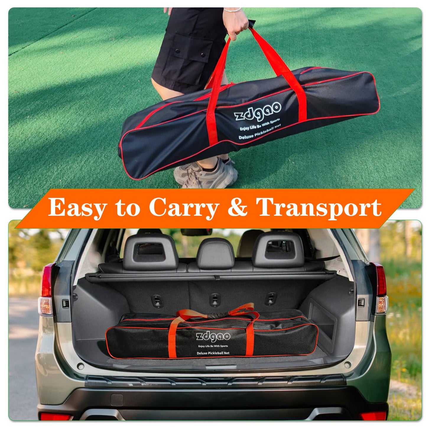 Zdgao Portable Pickleball Net Set with 4 Pickleball Paddles, Official Size Pickleball Net, 4 Outdoor Pickleballs and Carry Bag, Weather Resistance Strong Steel Frame