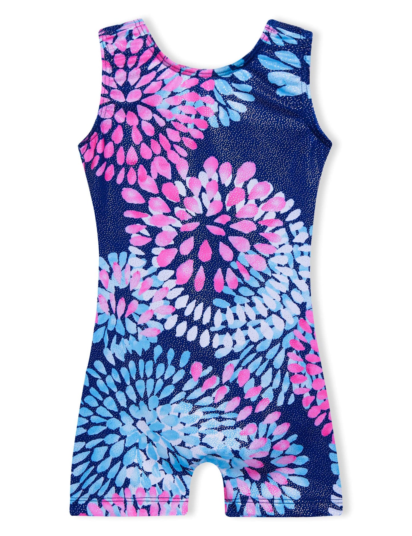 Domusgo Gymnastics Leotards for Girls 5-6 Years Old Round Flowers Blue