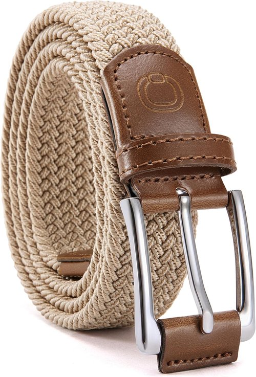 CHAOREN Men's Stretch Belt - 1 3/8" Elastic Braided Golf Belt for Casual Summer Wear