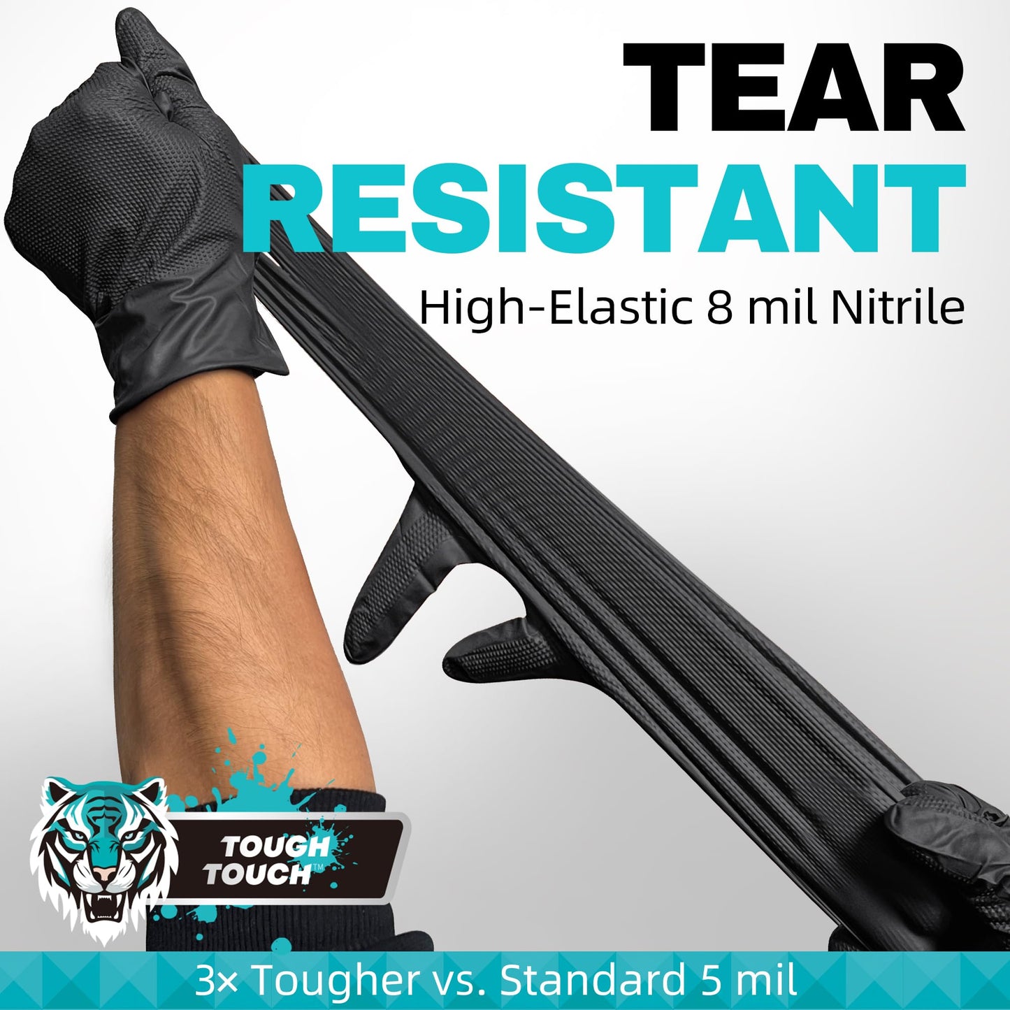 Beastek Nitrile Disposable Gloves, 8Mil Latex & Powder Free Chemical Resistant Heavy Duty Cooking Diamond Gloves Black 100Pcs (Large)