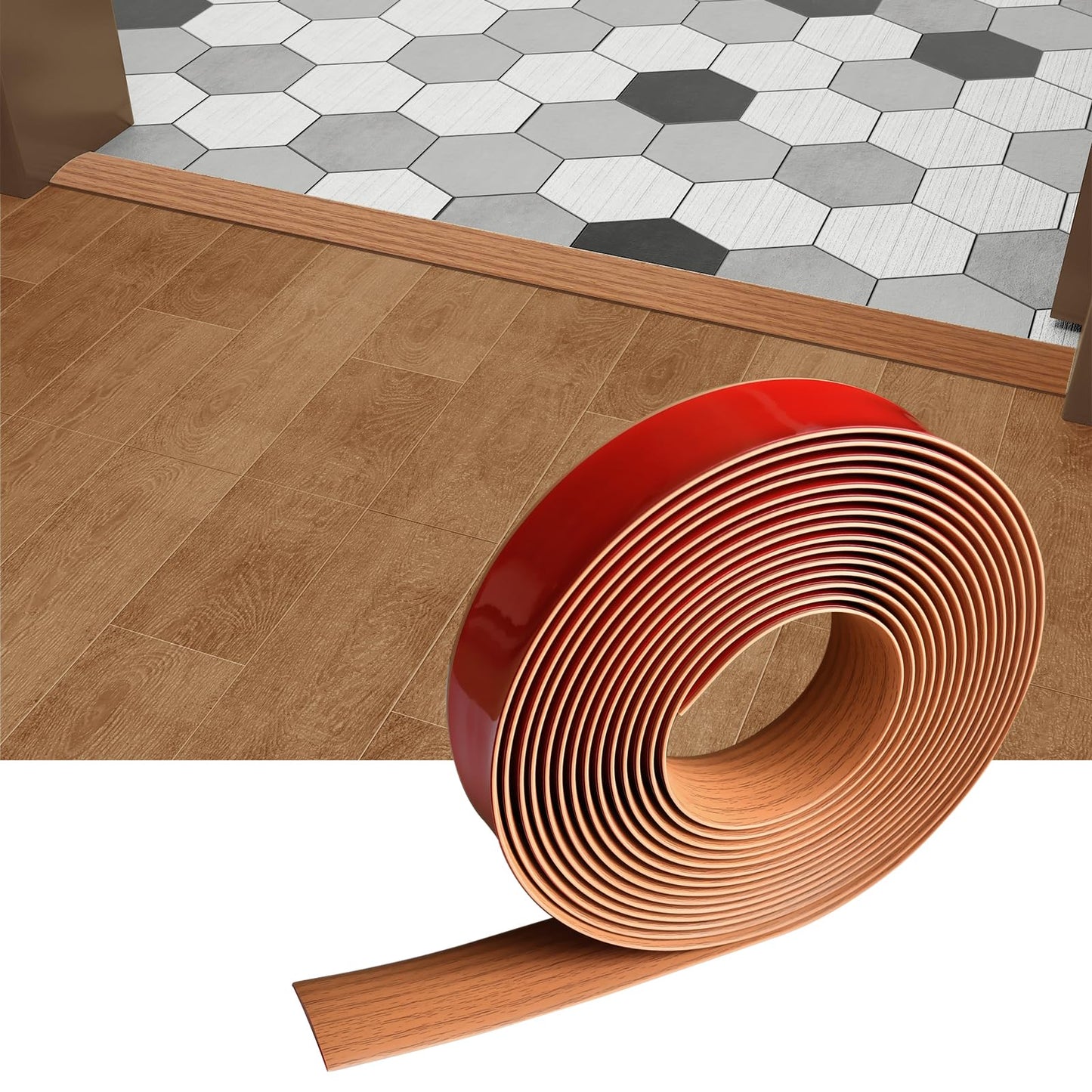Floor/Door Flat Transition Strip & Self Adhesive Vinyl Edge Trim - Laminate Gap Covering Joining Strip
