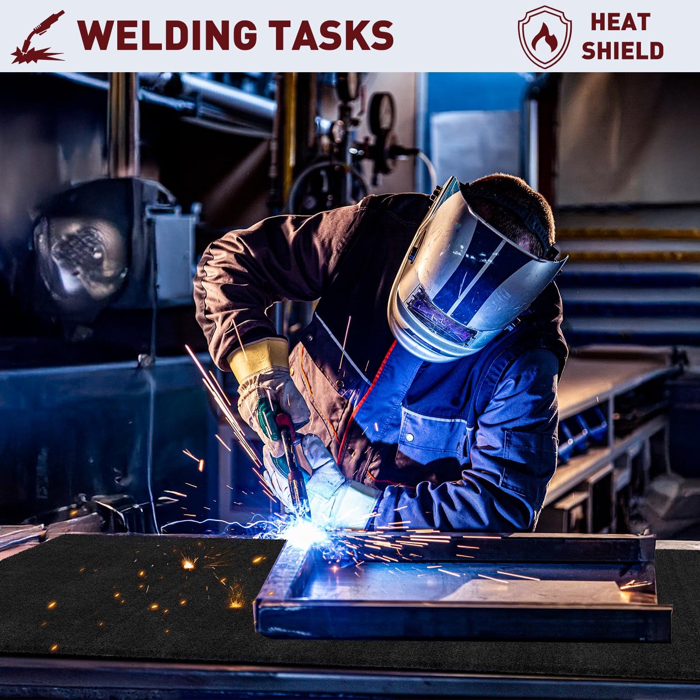 2 Pack 20" X 20" Fireproof Welding Blanket & Pad, 5mm Thickened Heat Resistant Carbon Felt Cloth, Flame Retardant Fabric for Stove Wick, Heat Shield Mat for Soldering, Firepit