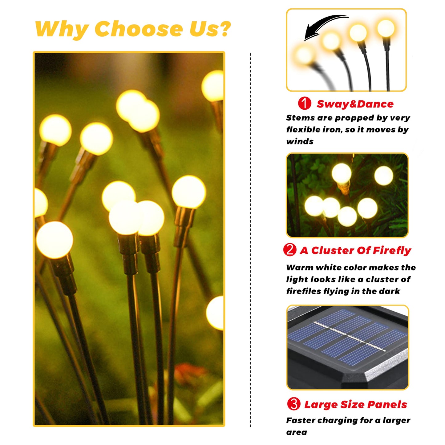 Solar Firefly Lights Outdoor,4Packs 32LEDs,Firefly Lights Outside for Garden Yard Patio Decor,Solar Outdoor Fairy Garden Light,Gardening Landscape Decor