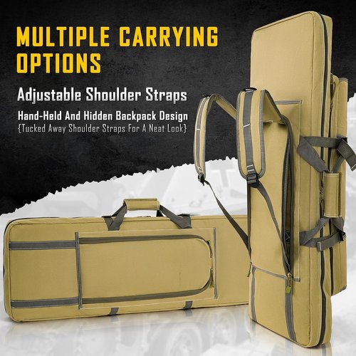 DULCE DOM Double Rifle Case - Soft Gun Bag for Rifles & Pistols | Versatile Tactical Backpack, 32-52 Inch