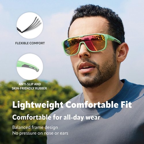 EYEGLAD MARS One-Piece Lifestyle Outdoor Polarized sunglasses UV400 Anti-Seawater Women Men Adult Teenager Running Fishing Hiking Sports (Mint Green)